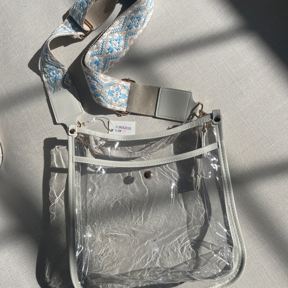 White Crossbody Bag with Silver Hardware and Boxy Shape